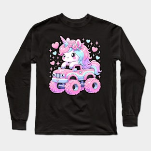 Monster Truck Unicorn Birthday Party Monster Truck Girl Long Sleeve T-Shirt